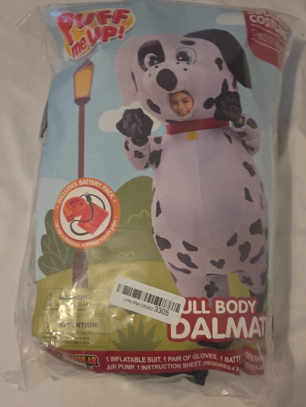 Kids Inflatable Dalmatian Costume - White & Black